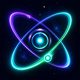 App-Symbol von Orbit Switch mit leuchtenden Umlaufbahnen und einem zentralen Planeten